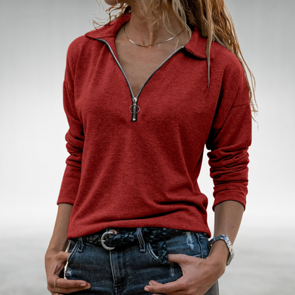 ELODIE | HALV-ZIP PULLOVER MED ELEGANT MAGTÄCKNING