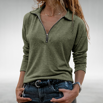 ELODIE | HALV-ZIP PULLOVER MED ELEGANT MAGTÄCKNING