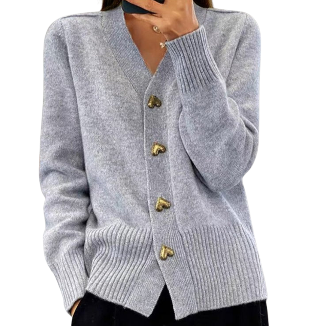 Märta™ | Mjuk kofta med hjärtknappar